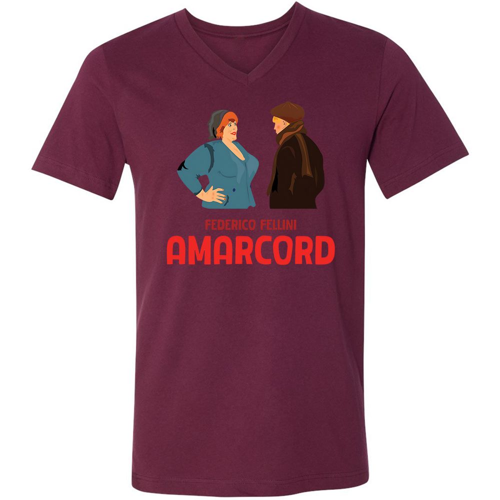 Unisex V-Neck T-Shirt - 8LEK6G9T - Maroon - 6
