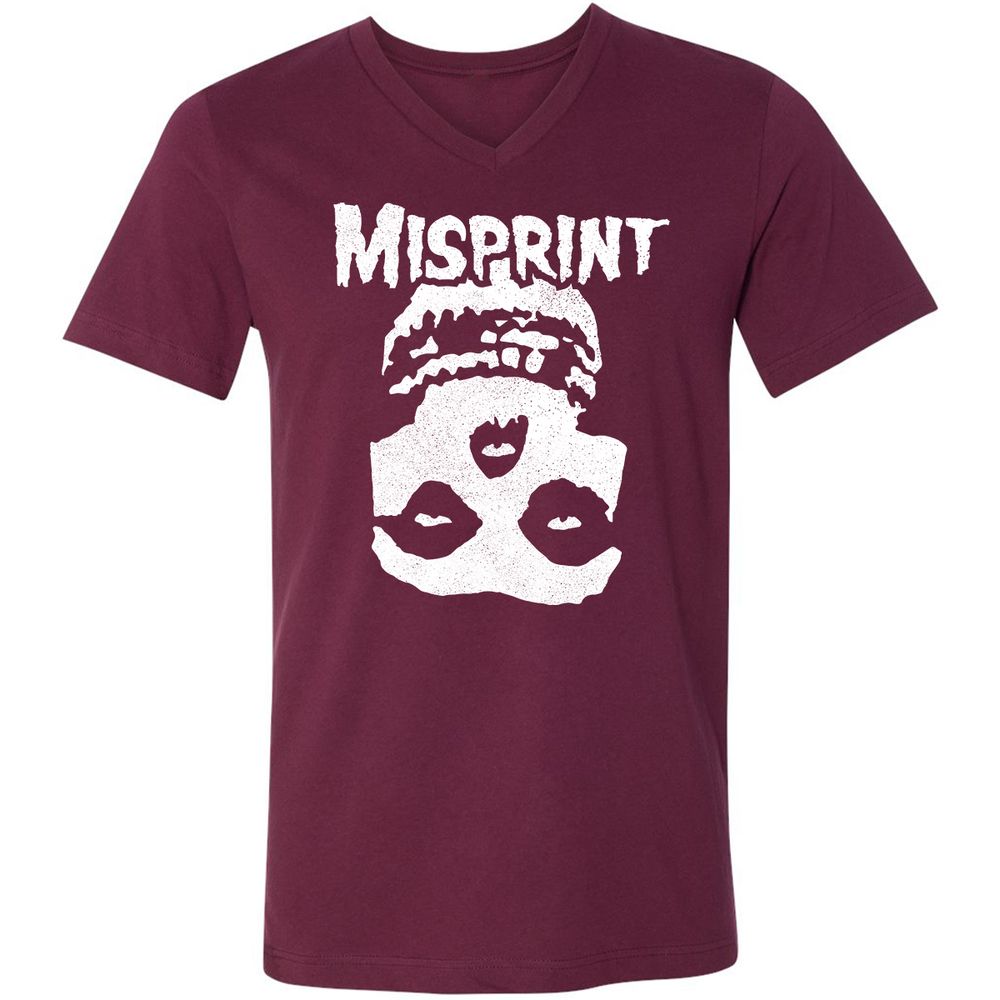 Unisex V-Neck T-Shirt - 7Y4CA8PA - Maroon - 6