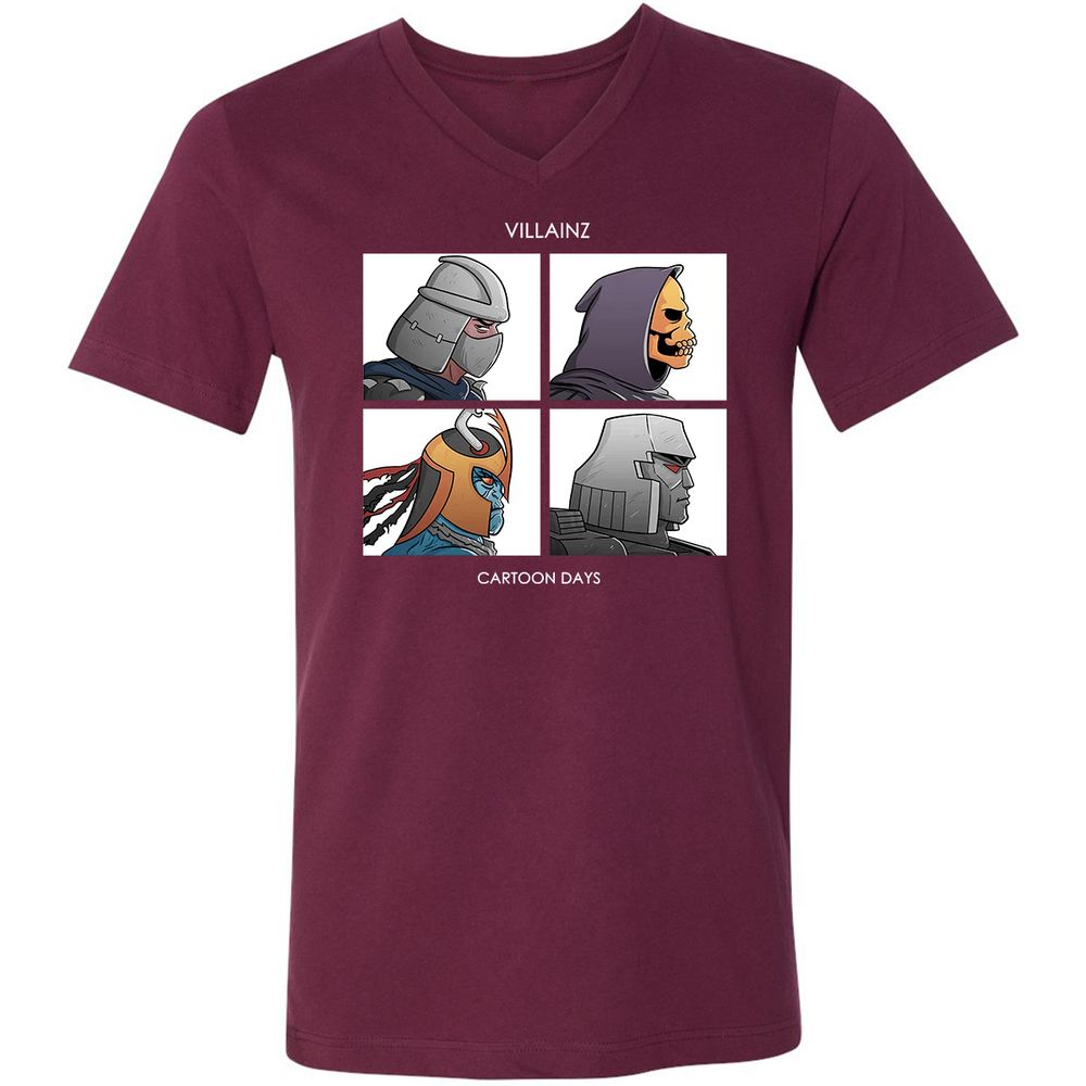 Unisex V-Neck T-Shirt - XN38YZCR - Maroon - 6