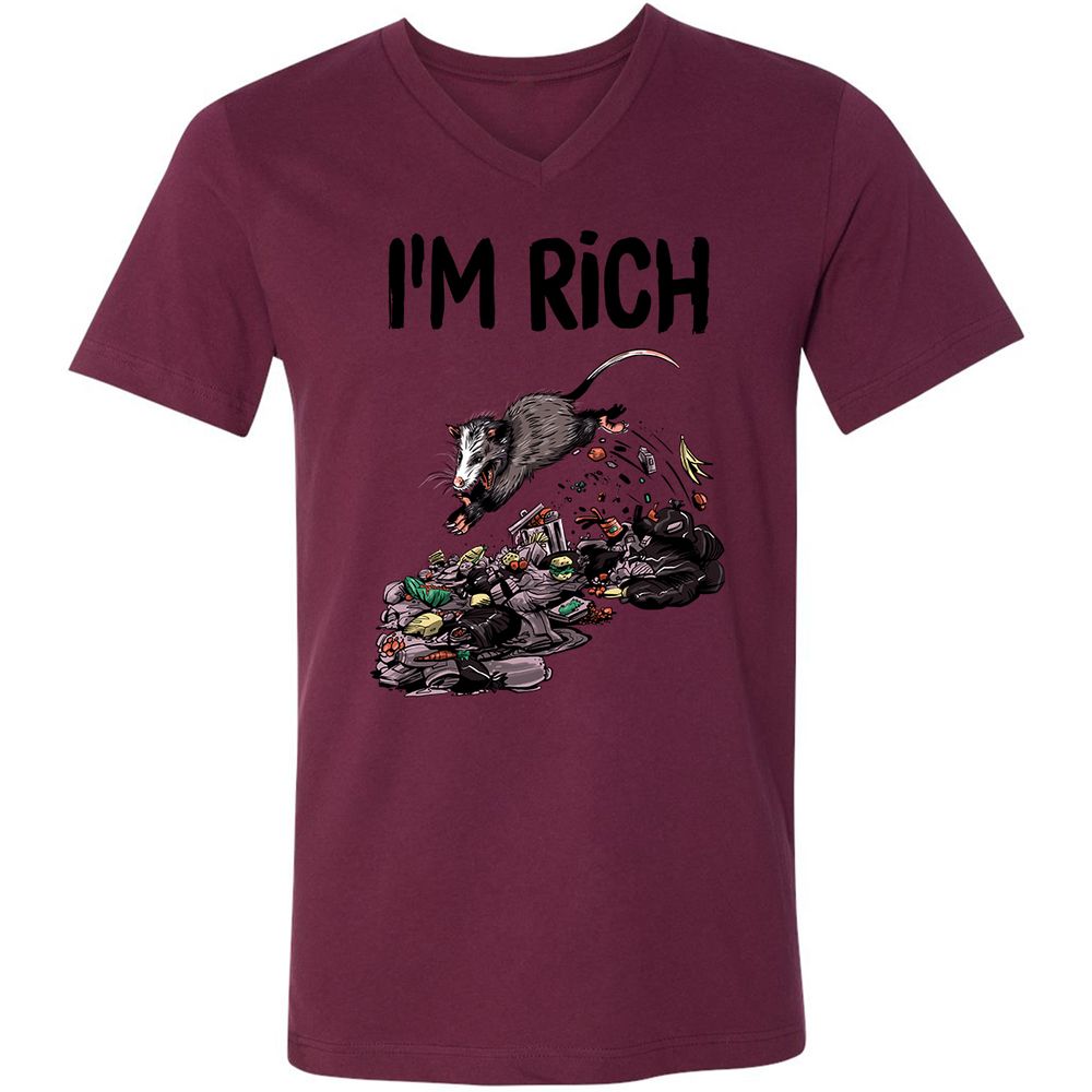 Unisex V-Neck T-Shirt - 4VMEHF7Z - Maroon - 6