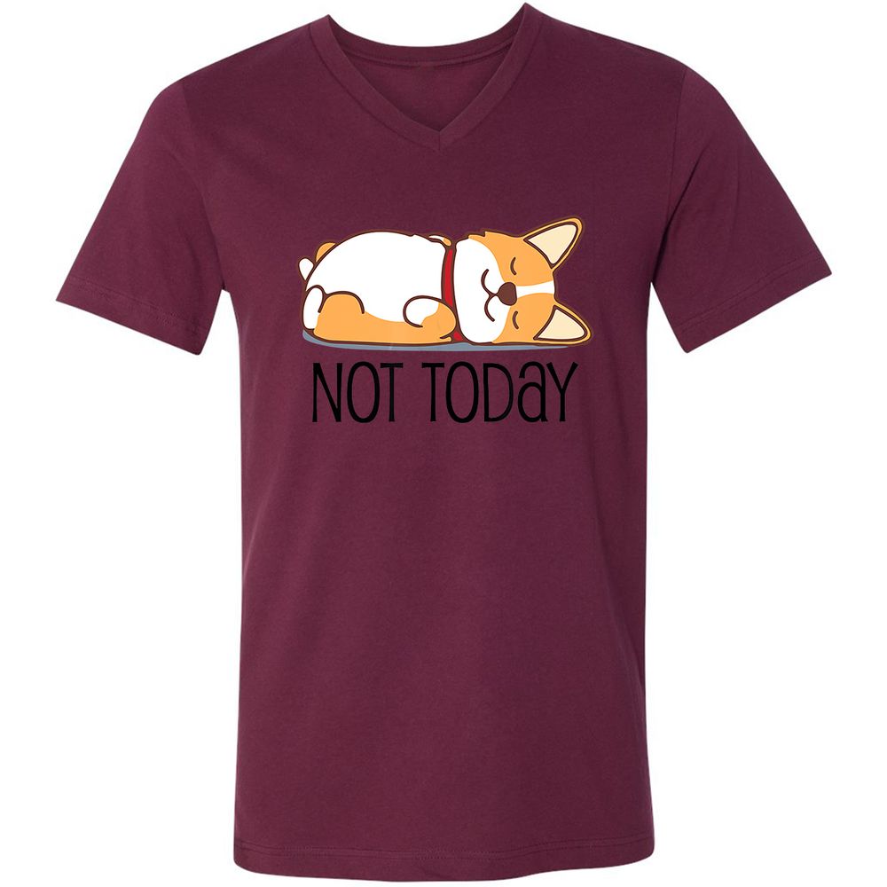 Unisex V-Neck T-Shirt - X984QRCB - Maroon - 6