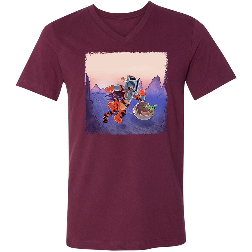 Unisex V-Neck T-Shirt - 38JYX5VU - Maroon - 6