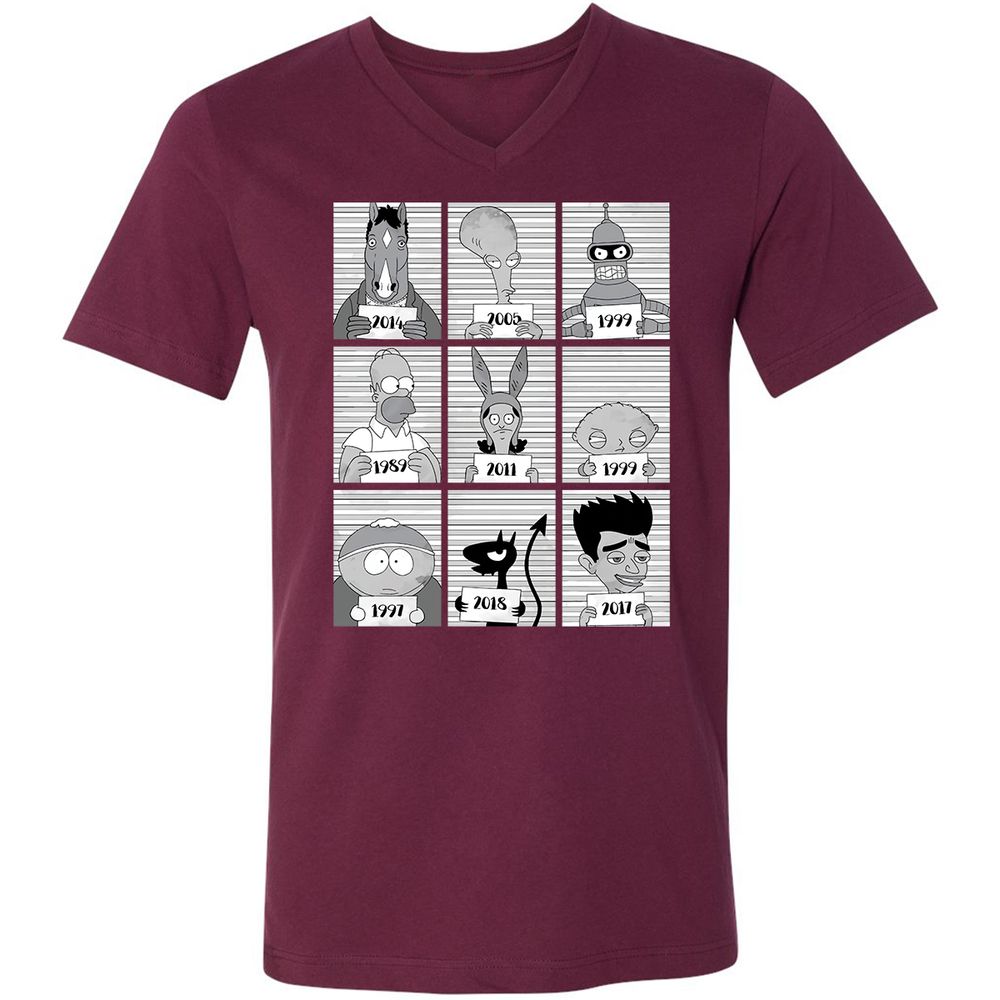 Unisex V-Neck T-Shirt - 1KDQWHJY - Maroon - 6