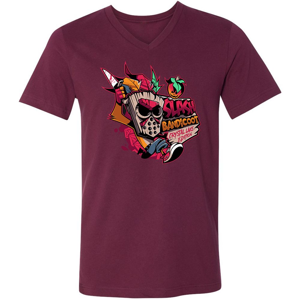 Unisex V-Neck T-Shirt - 9KWYY1KK - Maroon - 6
