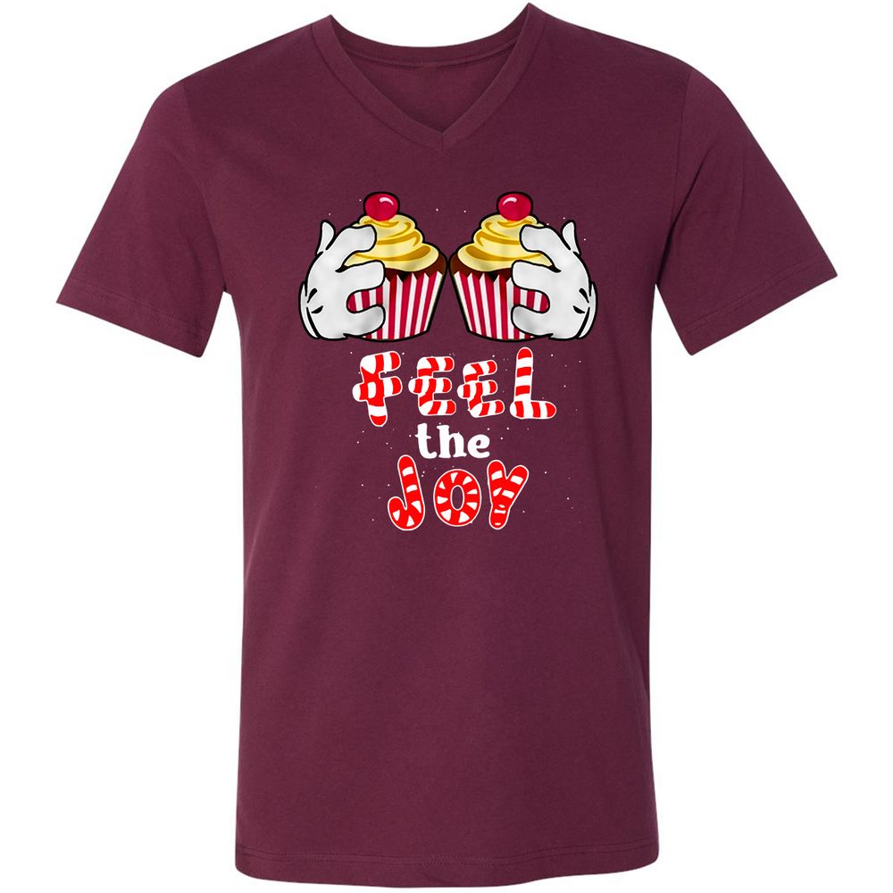 Unisex V-Neck T-Shirt - S6B8F59B - Maroon - 6