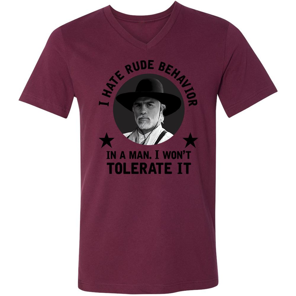 Unisex V-Neck T-Shirt - ERQY7DTT - Maroon - 6