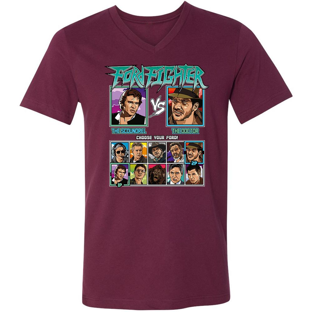 Unisex V-Neck T-Shirt - 5ZL2M52S - Maroon - 6