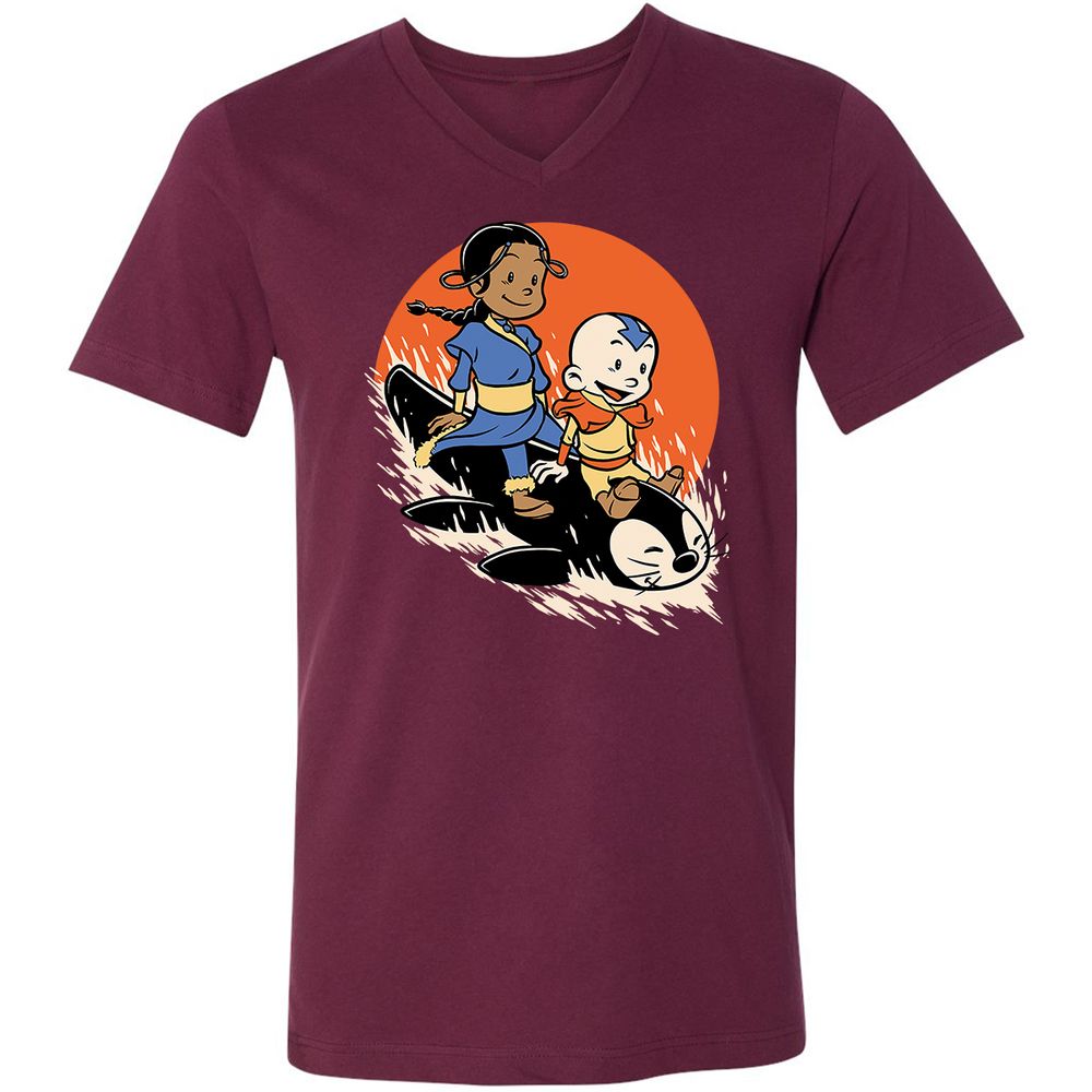 Unisex V-Neck T-Shirt - 9EGLJ1FN - Maroon - 6