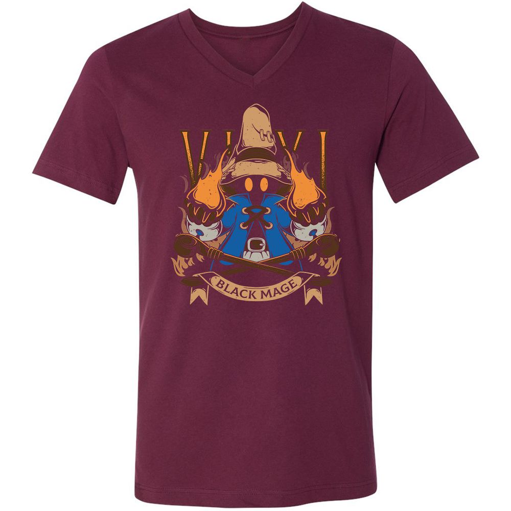 Unisex V-Neck T-Shirt - B7JLPEVA - Maroon - 6