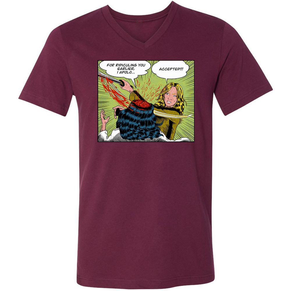 Unisex V-Neck T-Shirt - VNMTXBGW - Maroon - 6