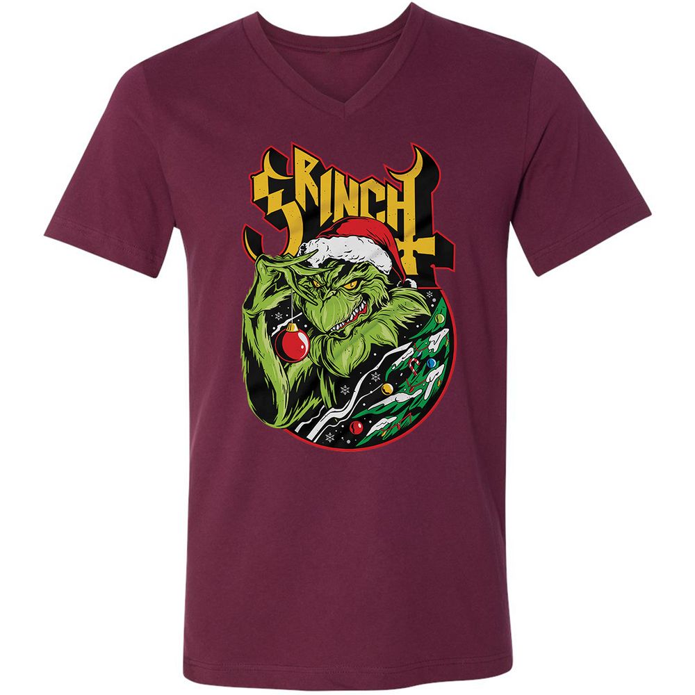 Unisex V-Neck T-Shirt - UH86W3HC - Maroon - 6