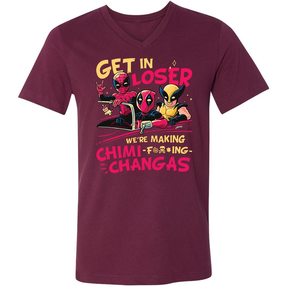 Unisex V-Neck T-Shirt - HZDP4XAA - Maroon - 6