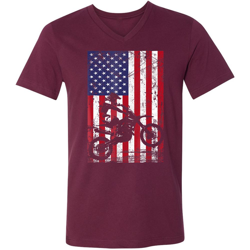 Unisex V-Neck T-Shirt - WD6HWMAT - Maroon - 6