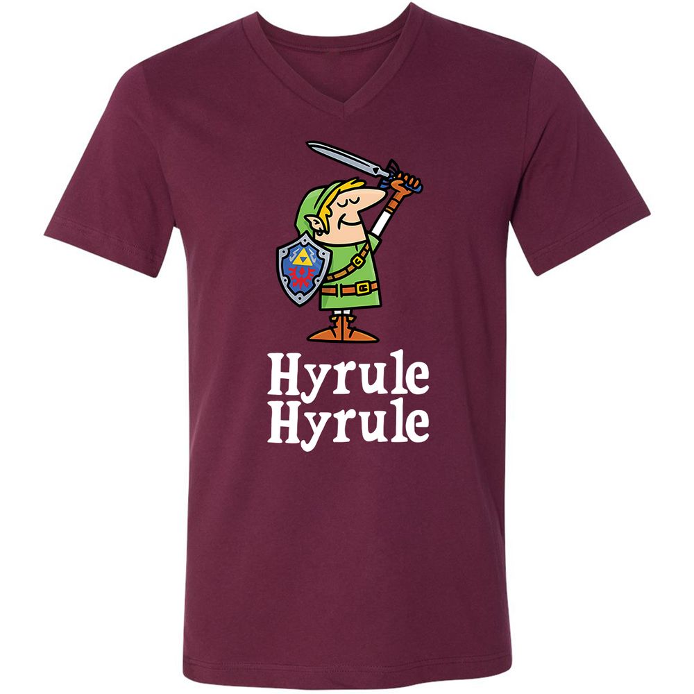 Unisex V-Neck T-Shirt - XAMQF8HW - Maroon - 6