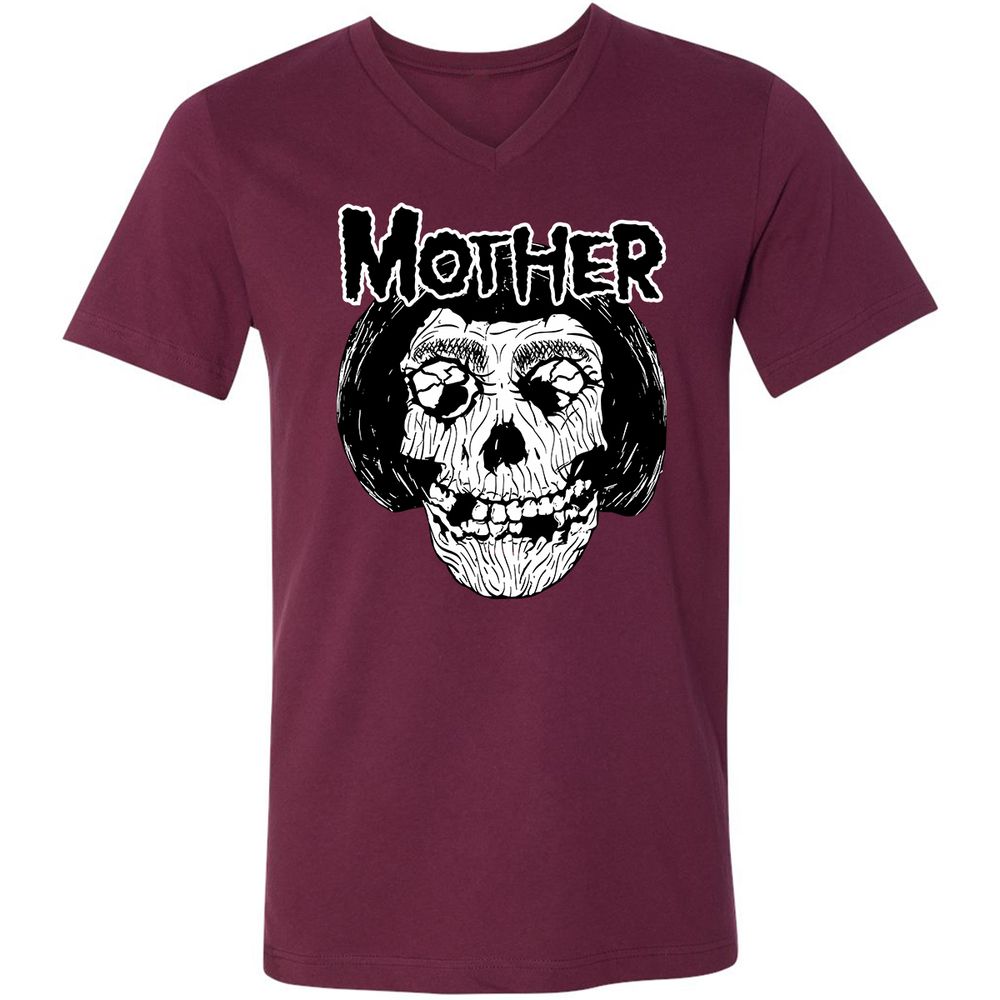 Unisex V-Neck T-Shirt - RAUZJQY5 - Maroon - 6