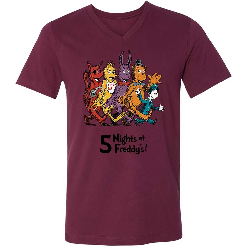 Unisex V-Neck T-Shirt - 4DP7TE5N - Maroon - 6