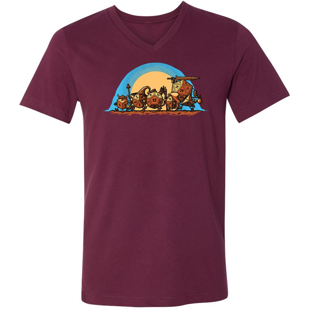 Unisex V-Neck T-Shirt - UDAEVBYL - Maroon - 6