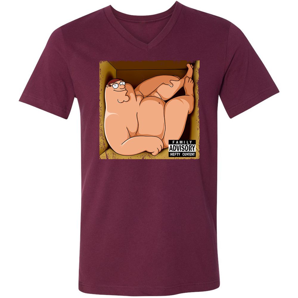 Unisex V-Neck T-Shirt - L8F5ZMVY - Maroon - 6
