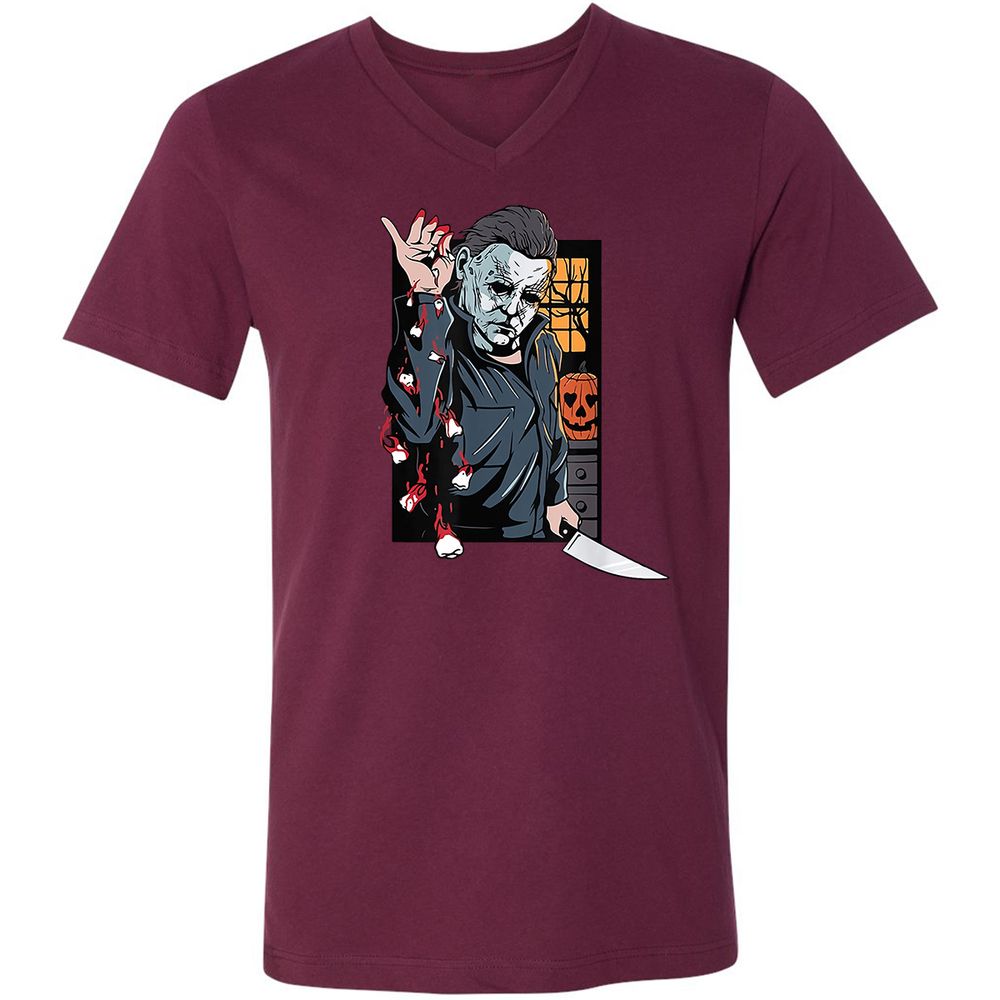 Unisex V-Neck T-Shirt - QGENDHGJ - Maroon - 6