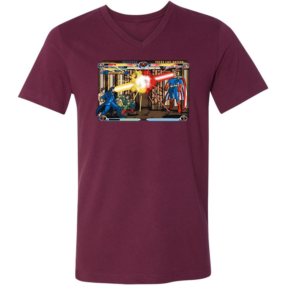 Unisex V-Neck T-Shirt - HQW6FF1K - Maroon - 6