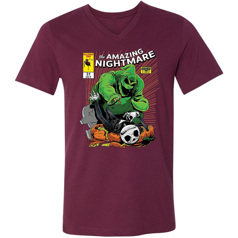 Unisex V-Neck T-Shirt - YDFNZHL5 - Maroon - 6