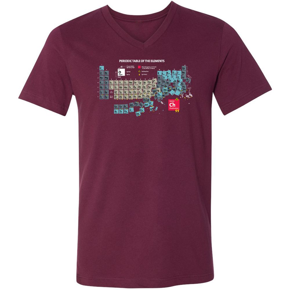 Unisex V-Neck T-Shirt - SXQV4HBL - Maroon - 6