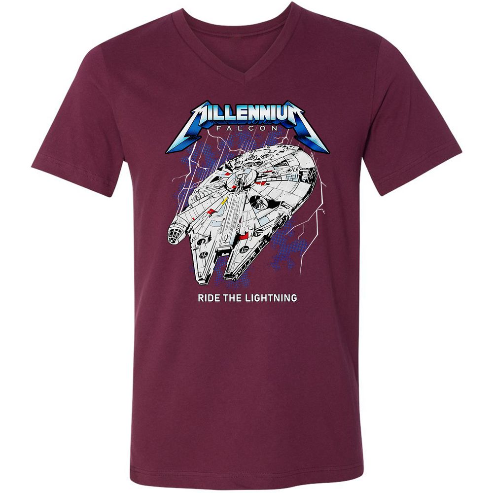 Unisex V-Neck T-Shirt - RGKHBNFY - Maroon - 6