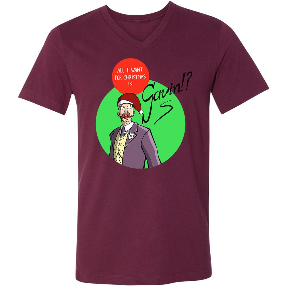 Unisex V-Neck T-Shirt - 6T6VDAM3 - Maroon - 6