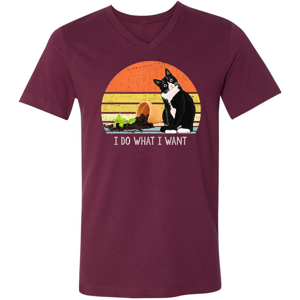 Unisex V-Neck T-Shirt - XWG6LZAG - Maroon - 6