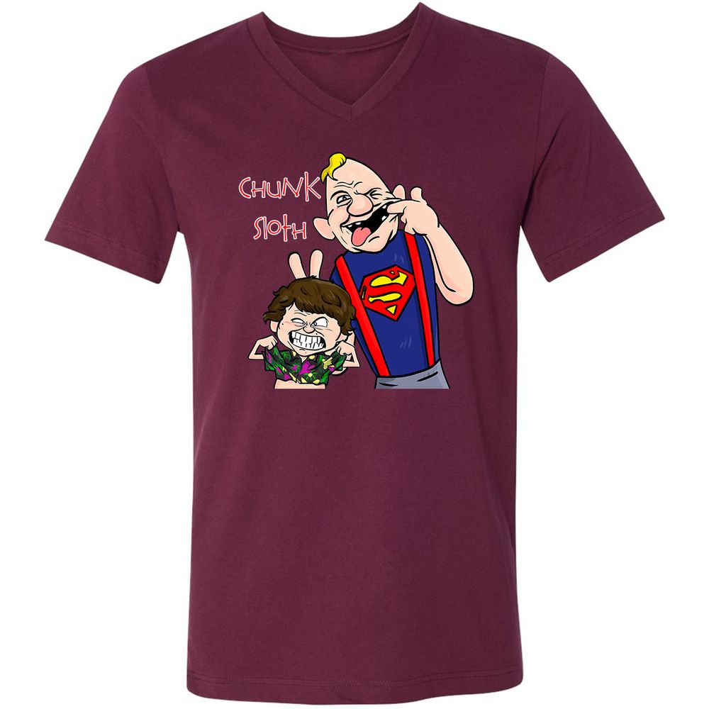 Unisex V-Neck T-Shirt - Q6A1HSZ3 - Maroon - 6