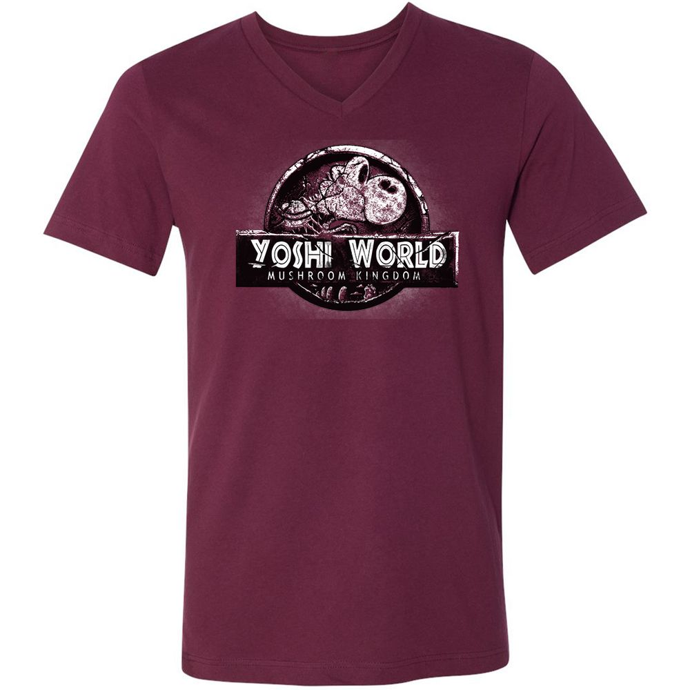 Unisex V-Neck T-Shirt - QVJU98MM - Maroon - 6