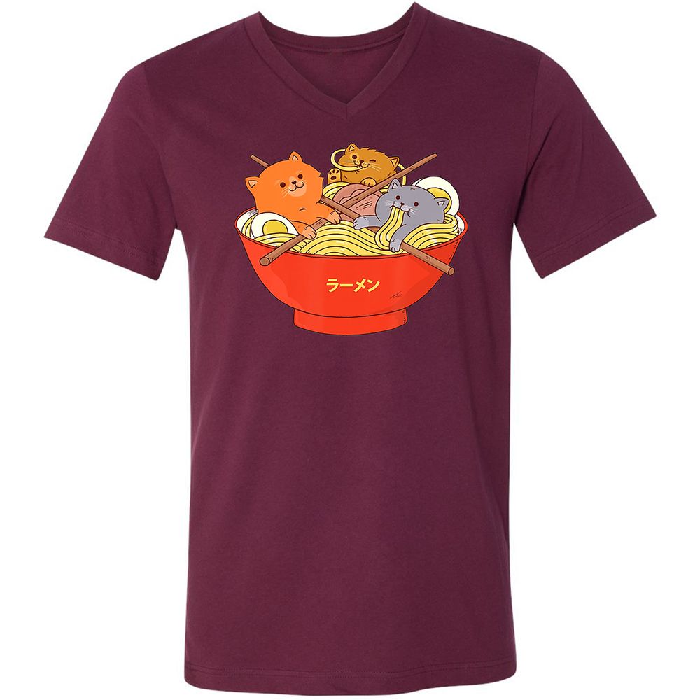 Unisex V-Neck T-Shirt - K1BDJEQY - Maroon - 6