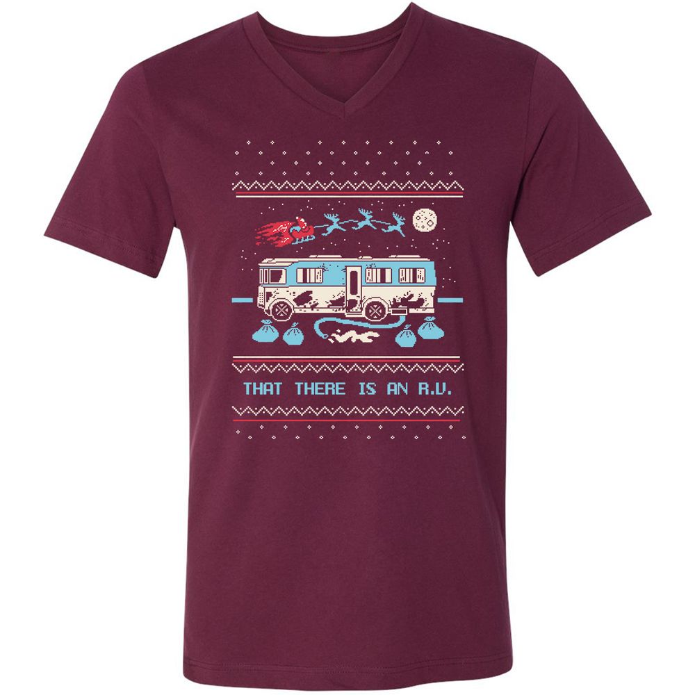 Unisex V-Neck T-Shirt - SPTGRENJ - Maroon - 6