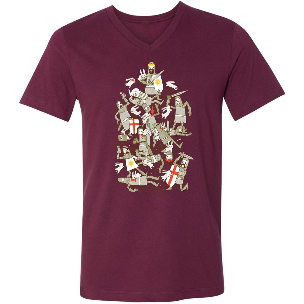 Unisex V-Neck T-Shirt - CYMH6Y37 - Maroon - 6