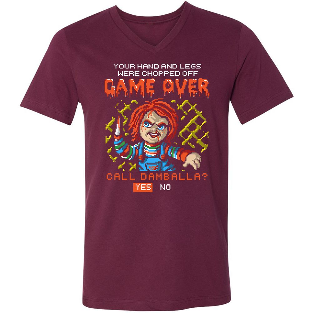 Unisex V-Neck T-Shirt - H8X338KM - Maroon - 6