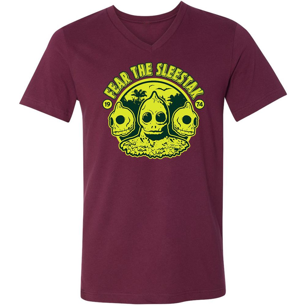 Unisex V-Neck T-Shirt - 43UXFTER - Maroon - 6