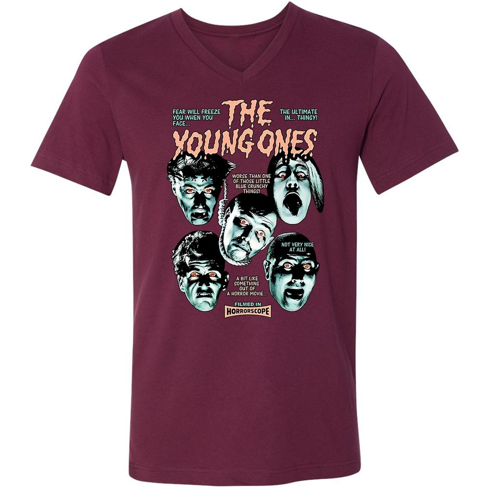Unisex V-Neck T-Shirt - VE9N6FGU - Maroon - 6