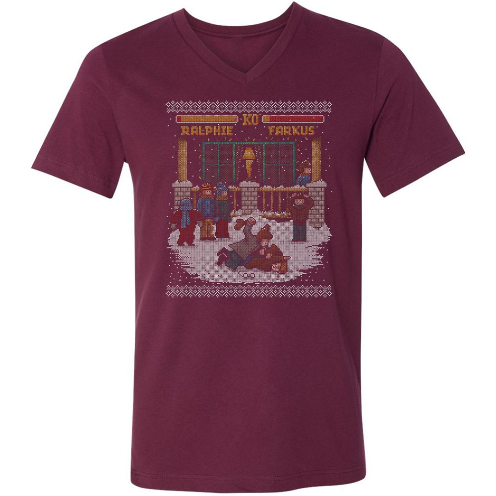 Unisex V-Neck T-Shirt - F73Y6UVA - Maroon - 6