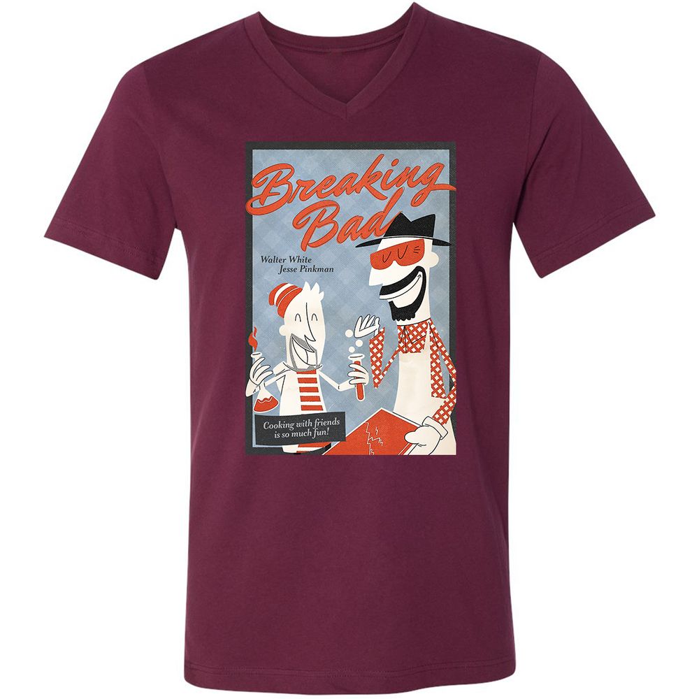 Unisex V-Neck T-Shirt - 3C5ZK7QT - Maroon - 6
