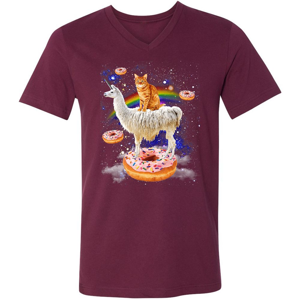 Unisex V-Neck T-Shirt - 4SMALEQW - Maroon - 6