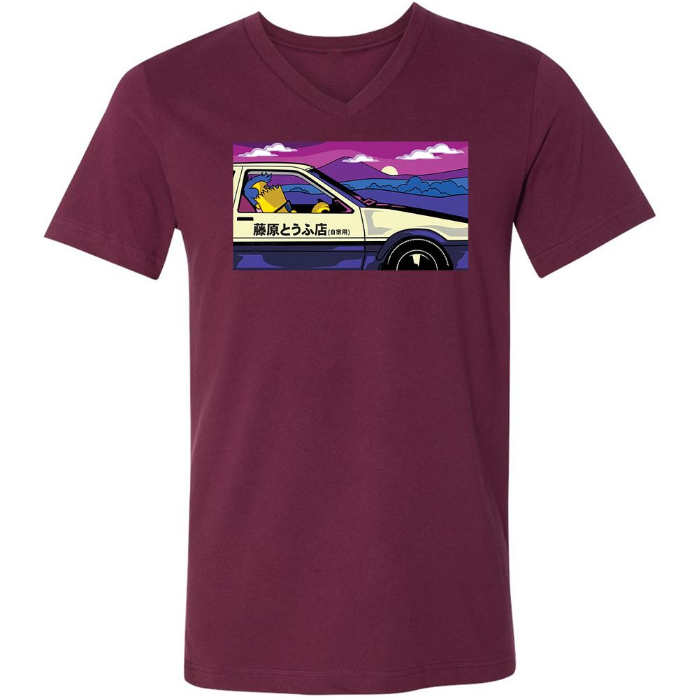 Unisex V-Neck T-Shirt - RKTEVZNB - Maroon - 6