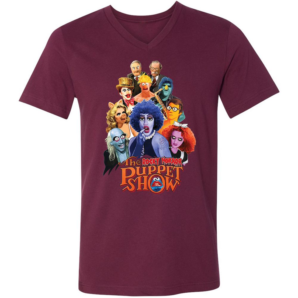 Unisex V-Neck T-Shirt - EKWYRL51 - Maroon - 6