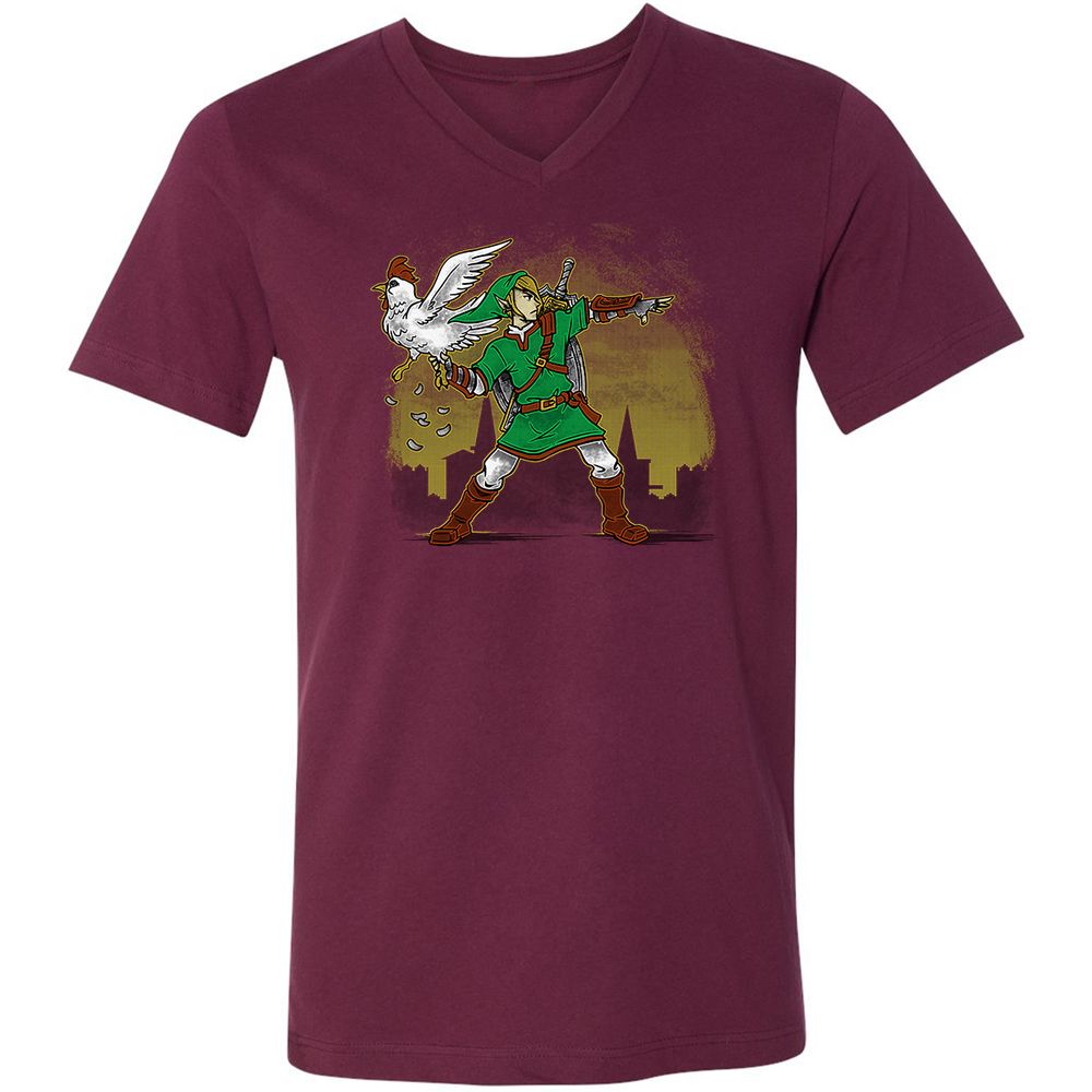 Unisex V-Neck T-Shirt - 22X2TYXZ - Maroon - 6