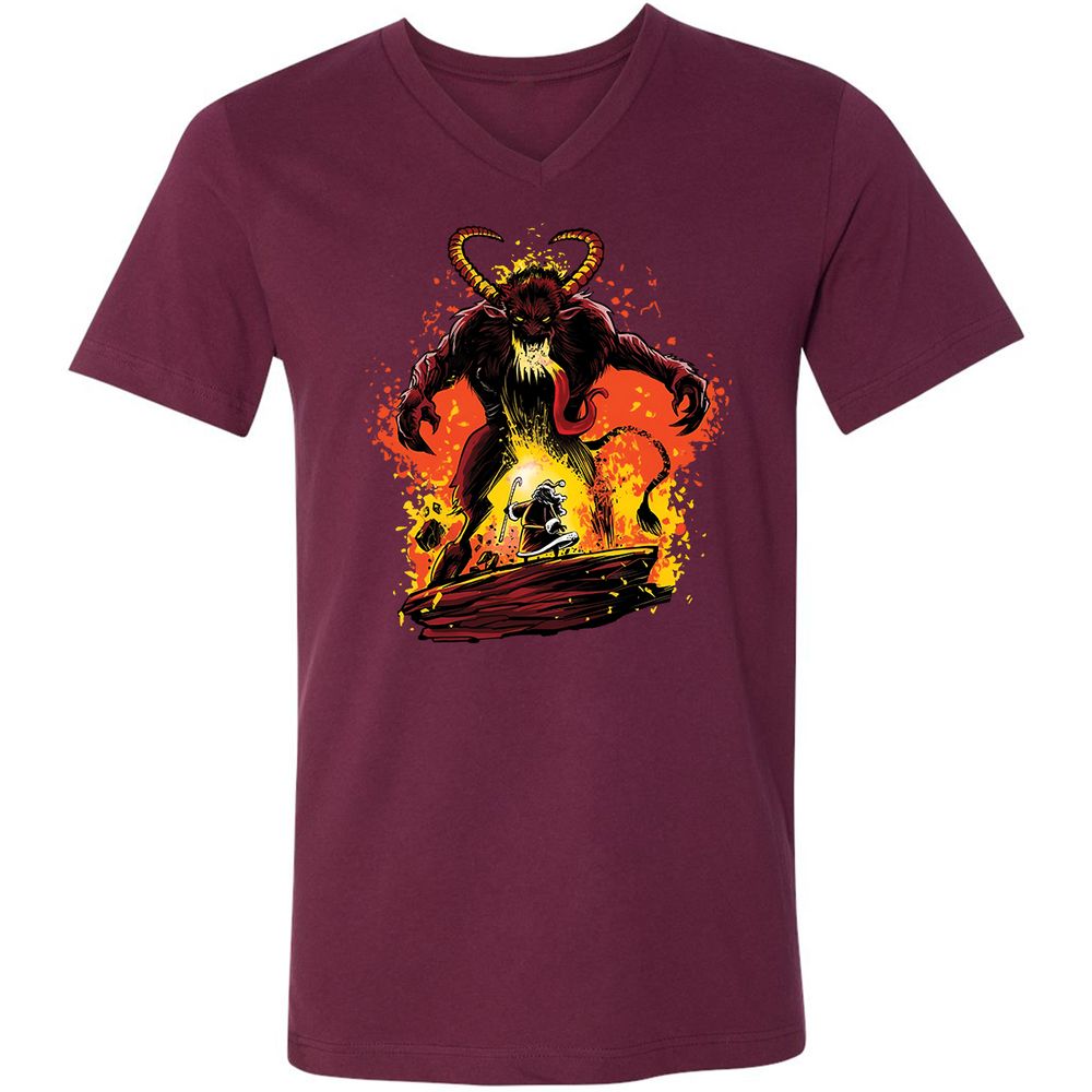 Unisex V-Neck T-Shirt - AYCB8Z2G - Maroon - 6