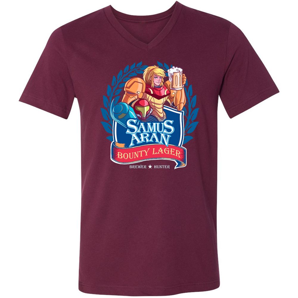 Unisex V-Neck T-Shirt - ZVN2KC5K - Maroon - 6