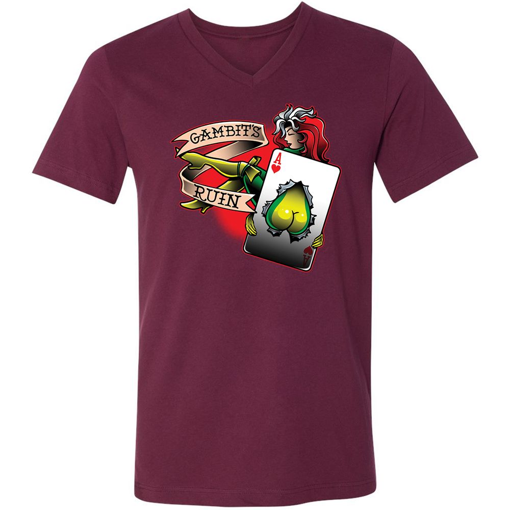 Unisex V-Neck T-Shirt - K19KYJFX - Maroon - 6