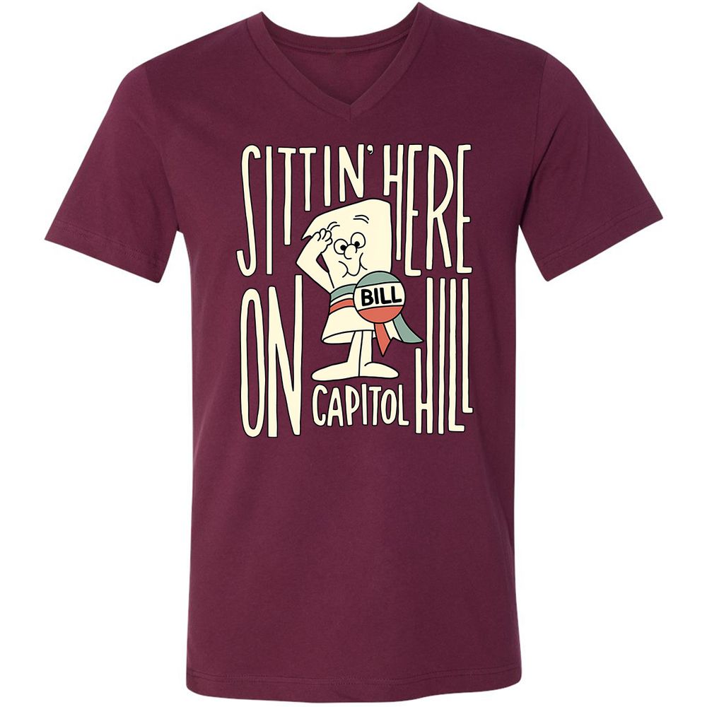 Unisex V-Neck T-Shirt - P8MMKY8J - Maroon - 6