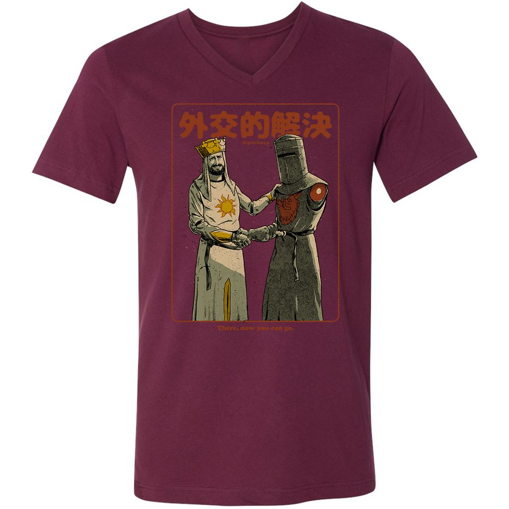 Unisex V-Neck T-Shirt - JYQ3AGJL - Maroon - 6