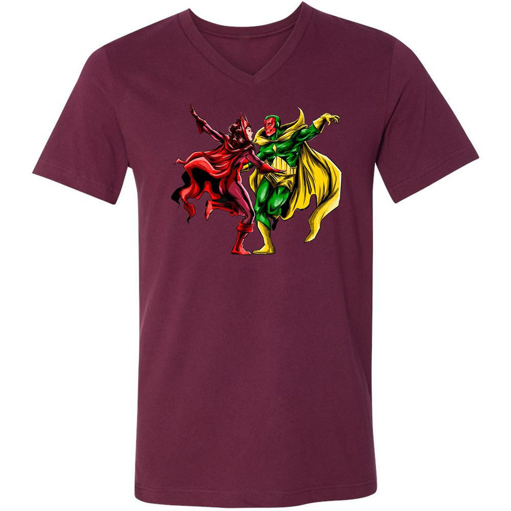 Unisex V-Neck T-Shirt - S7WFCRMB - Maroon - 6