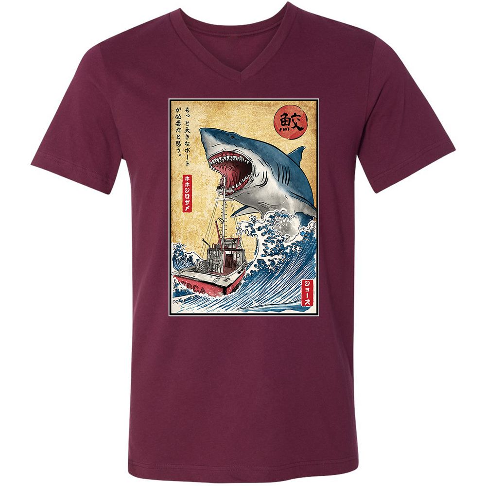 Unisex V-Neck T-Shirt - REA6KXSB - Maroon - 6